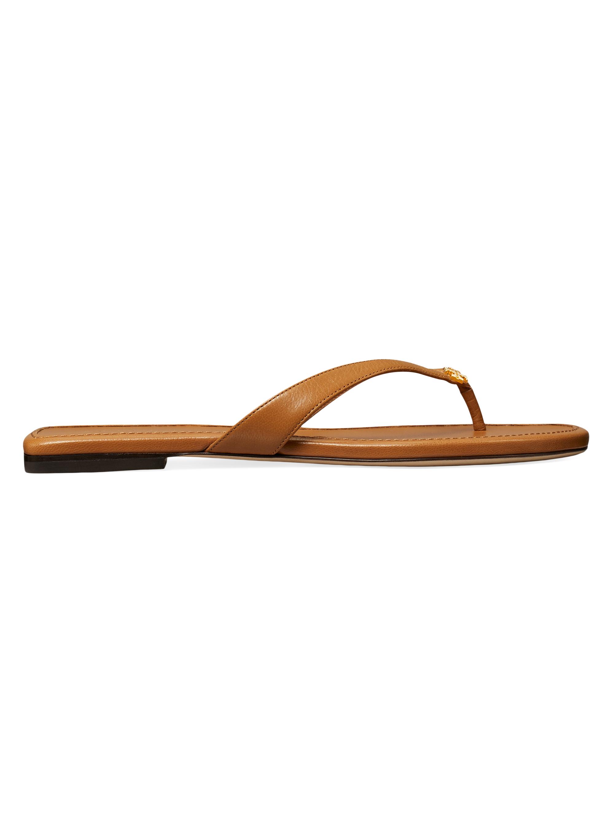 Tory Burch Women's Classic Leather Flip Flops - Caramel Corn