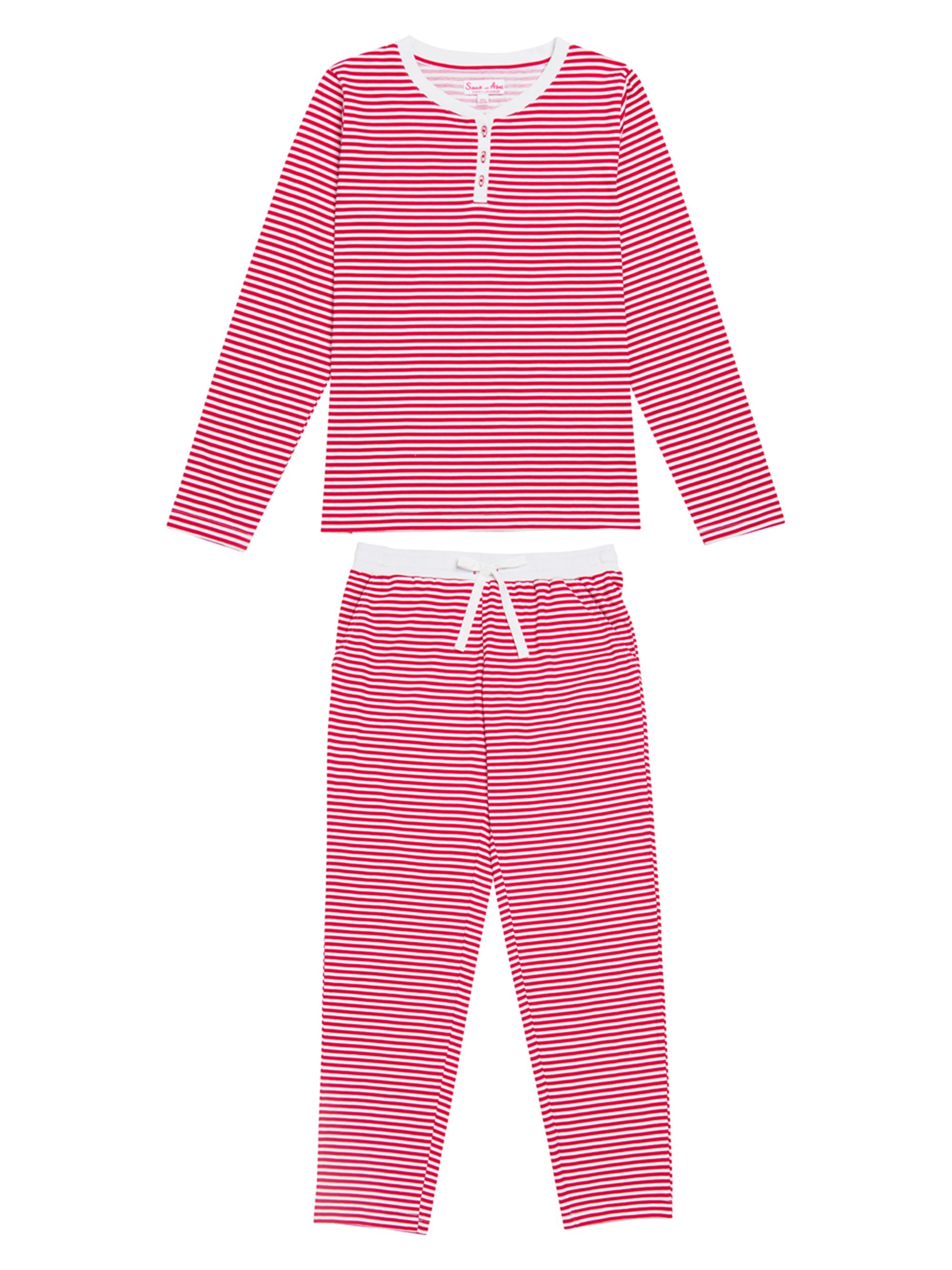 Sant and Abel Women's Stripe Jersey Long Pajama Set - Red