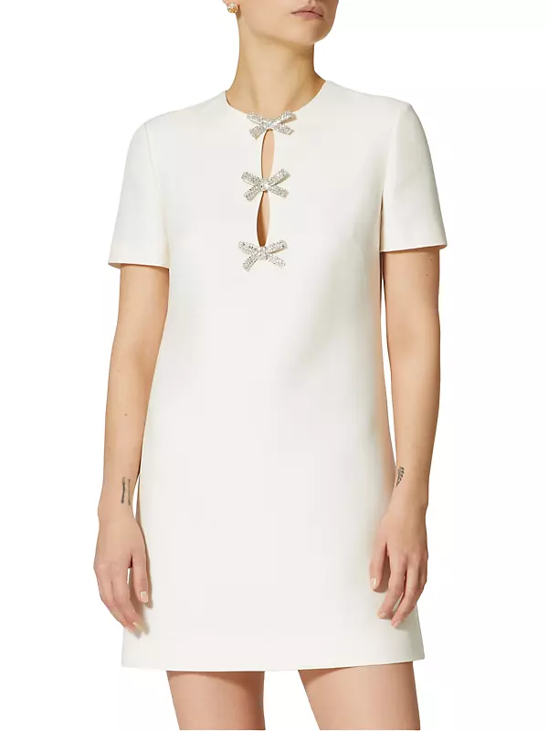 Shop Valentino Garavani Embroidered Crepe Couture Short Dress
