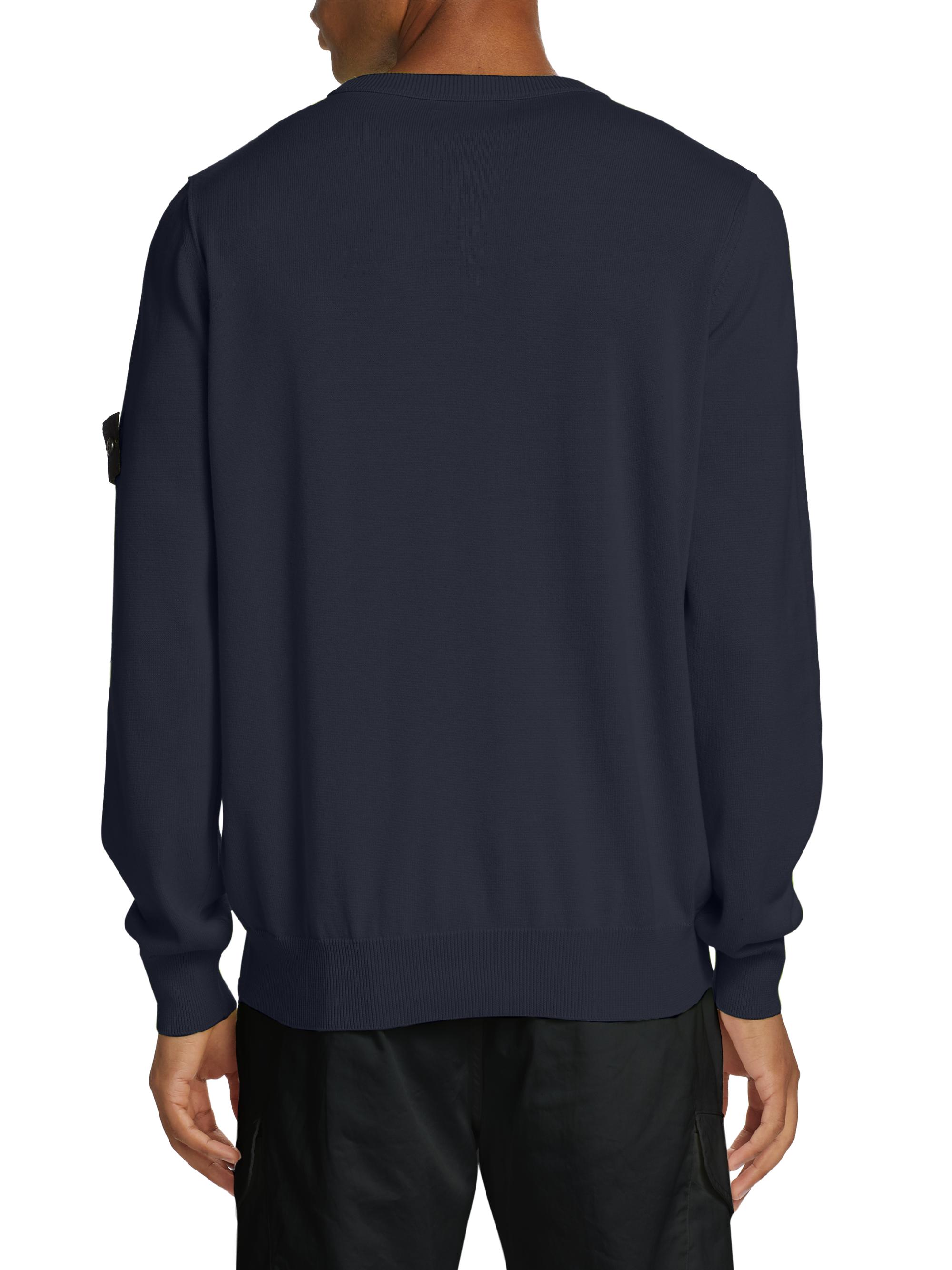 Stone Island Men's Crewneck Cotton Sweater - Navy Blue | Thumbnail 5