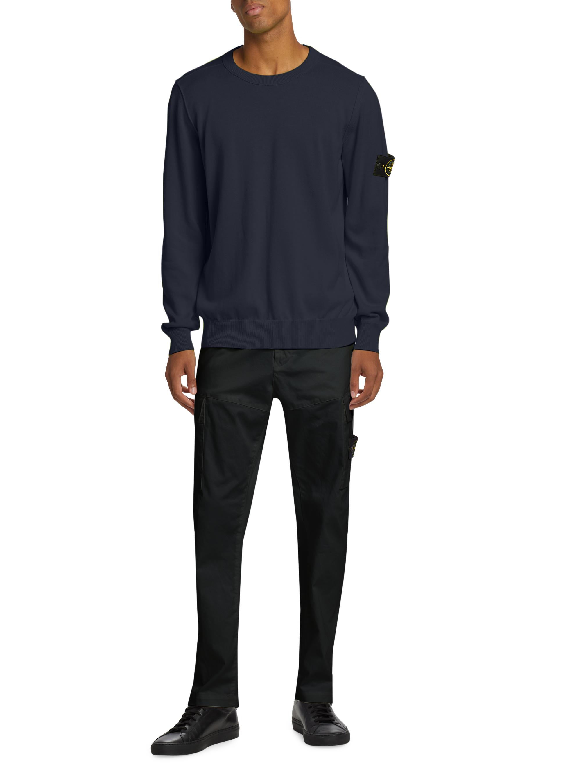 Stone Island Men's Crewneck Cotton Sweater - Navy Blue | Thumbnail 2