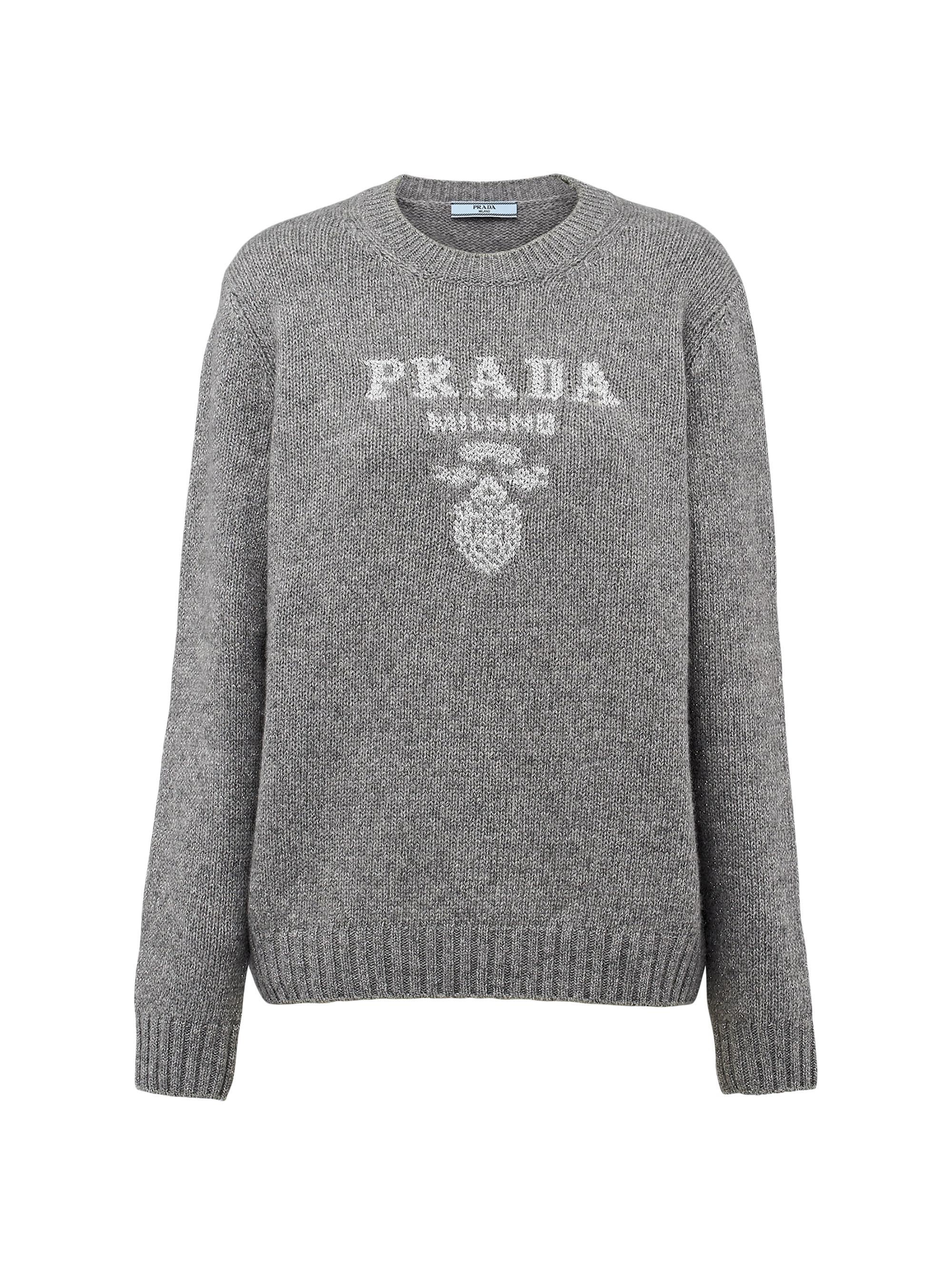 PRADA セーター　グレー　プラダ　Sweater　Mサイズ Prada Wool Cashmere and Lamé Crew-Neck Sweater | Saks Fifth Avenue