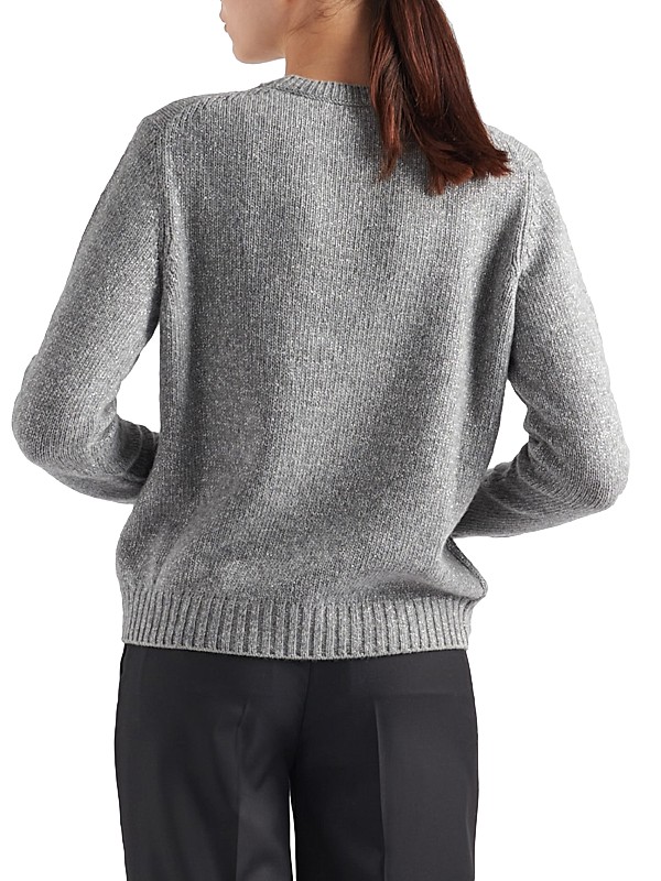 Shop Prada Wool Cashmere and Lamé Crew-Neck Sweater | Saks Shop Prada Wool Cashmere and Lamé Crew-Neck Sweater | Saks