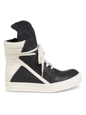 Shop Rick Owens Geobasket Leather High-Top Sneakers | Saks Fifth Avenue