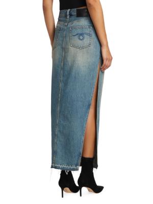 R13 side-slit denim midi skirt - Blue