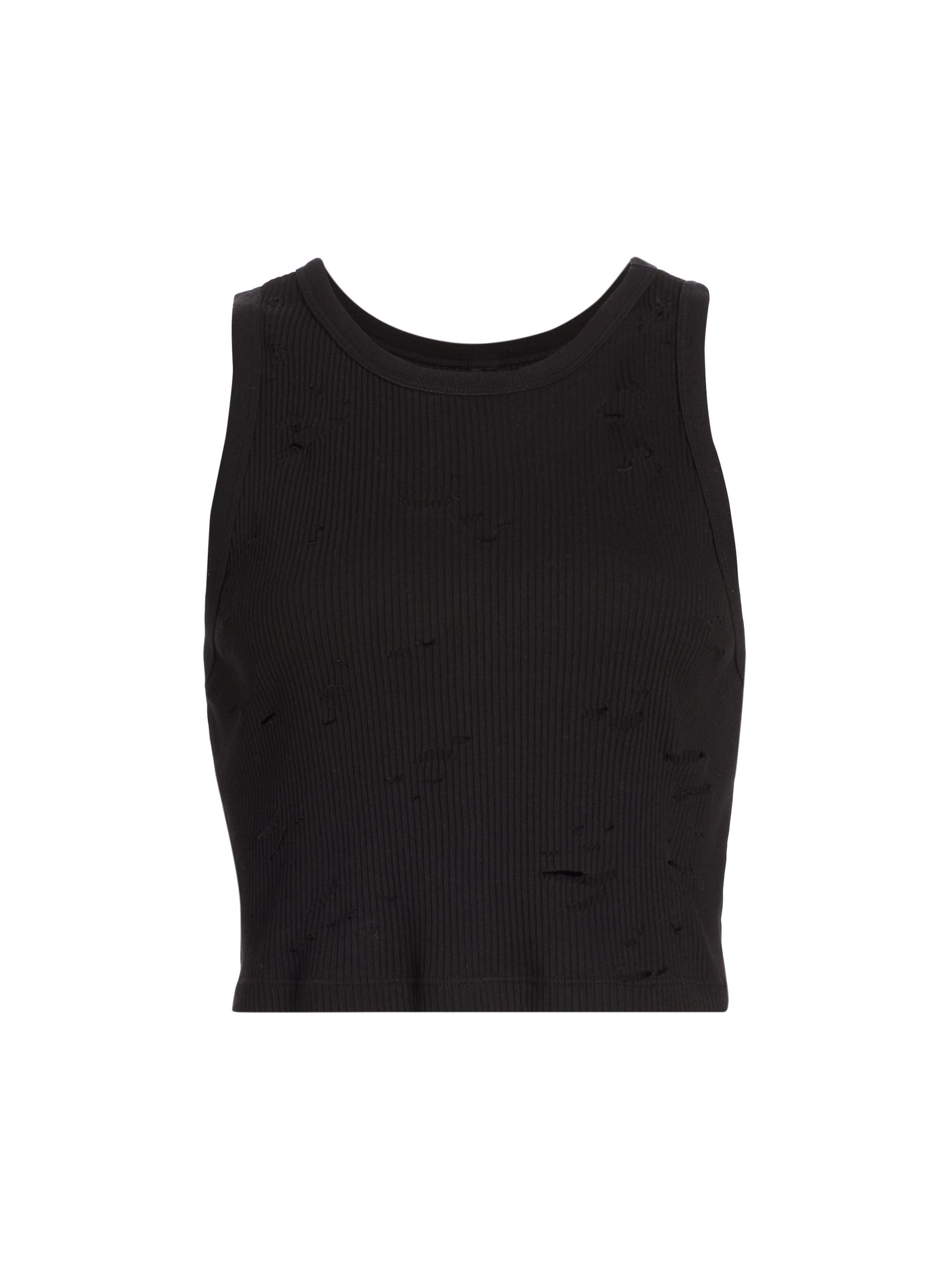 R13 Women's Distressed Crop Tank - Black