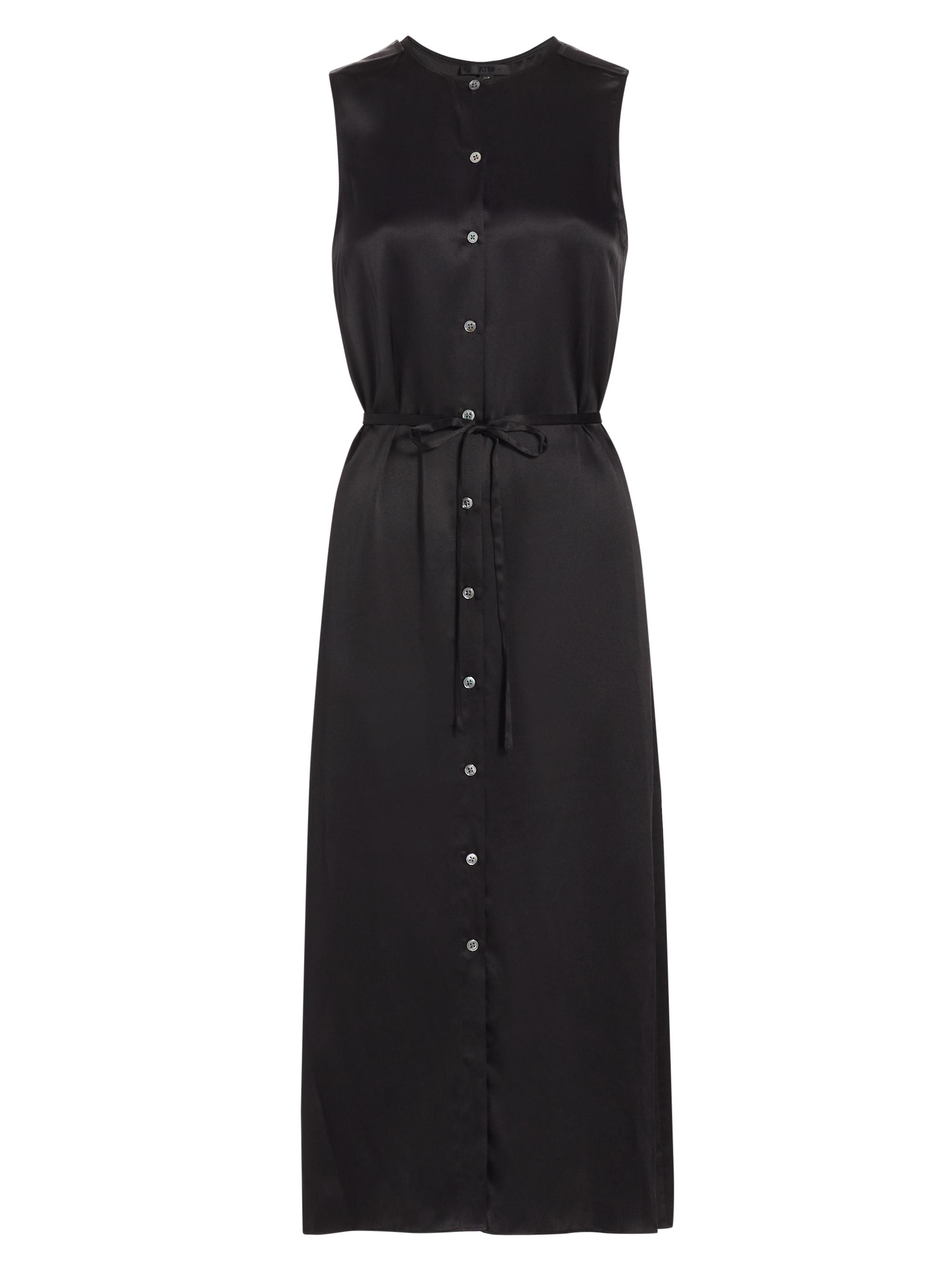 ATM Anthony Thomas Melillo Women's Silk Charmeuse Sleeveless Mid-Dress - Black