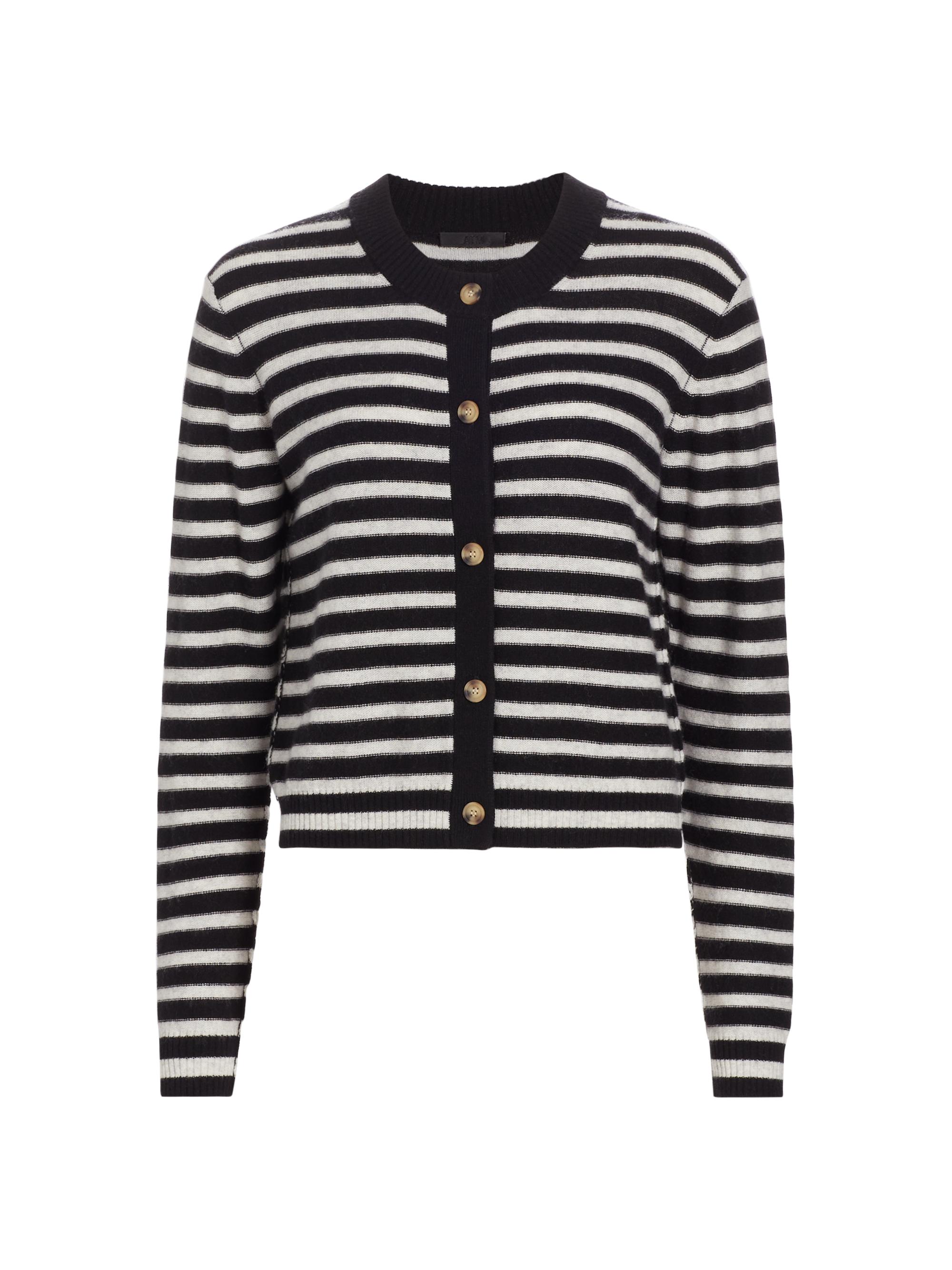 ATM Anthony Thomas Melillo Women's Stripe Wool-Cashmere Cardigan - Black Grey