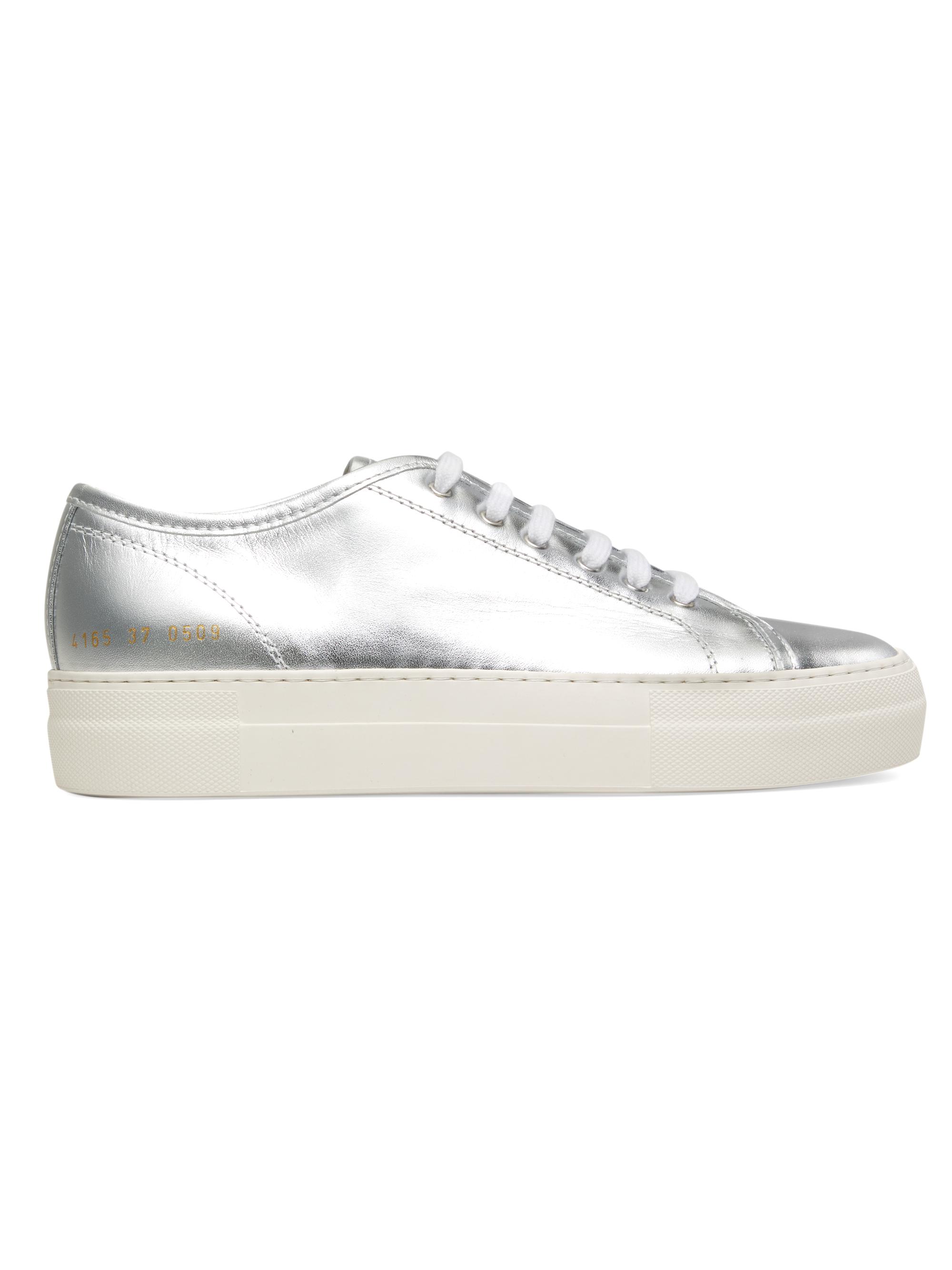 Common Projects Women's Tournament Super Leather Low-Top Sneakers - Metallic Silver