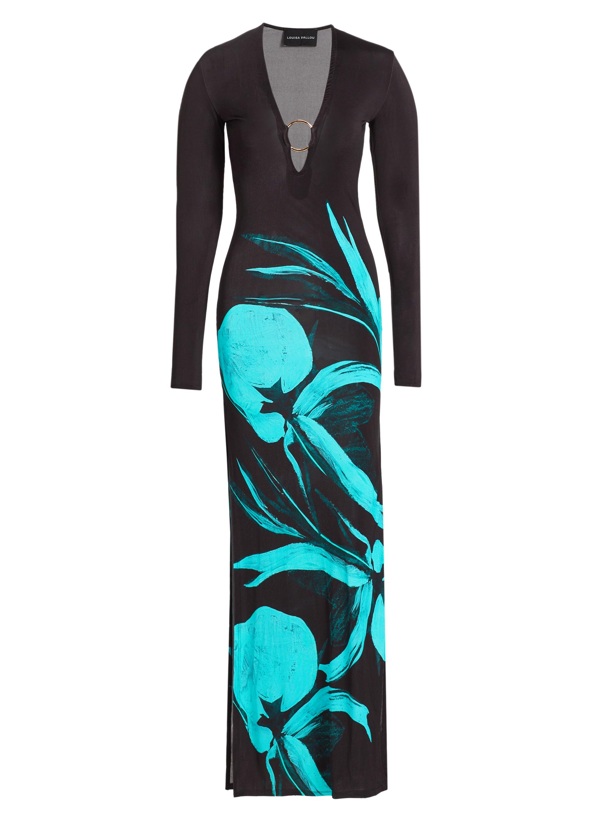 Louisa Ballou Women's Helios Floral Body-Con Maxi Dress - Turquoise Flower