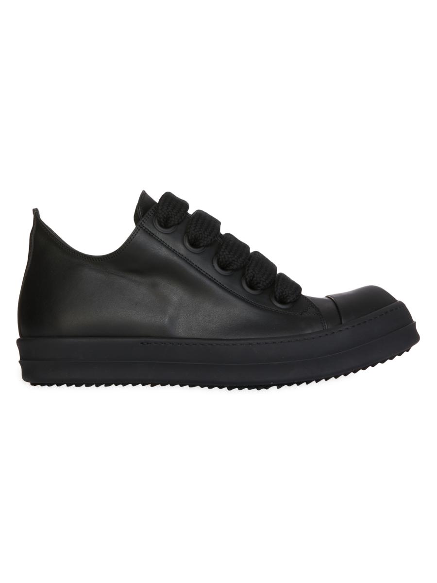 【関税＆送料込み】Rick Owens Black Leather Flat Rick Owens Leather Low-Top Sneakers | Saks Fifth Avenue