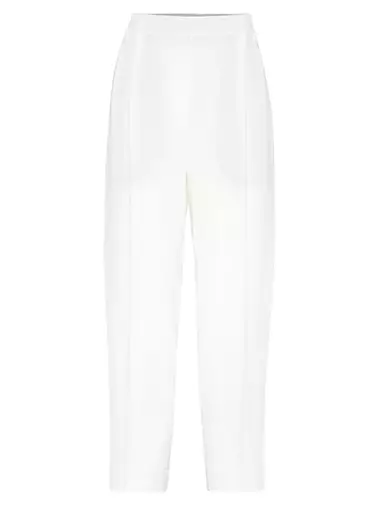 Viscose And Linen Fluid Twill Slouchy Trousers With Monili