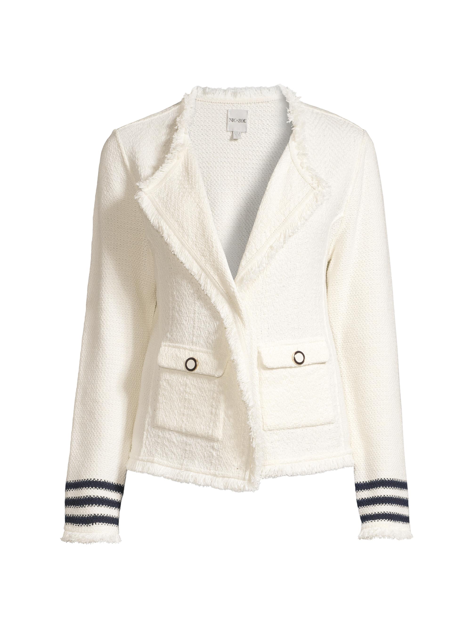 NIC+ZOE Women's Fringe Knit Cotton-Blend Jacket - Cream Multi