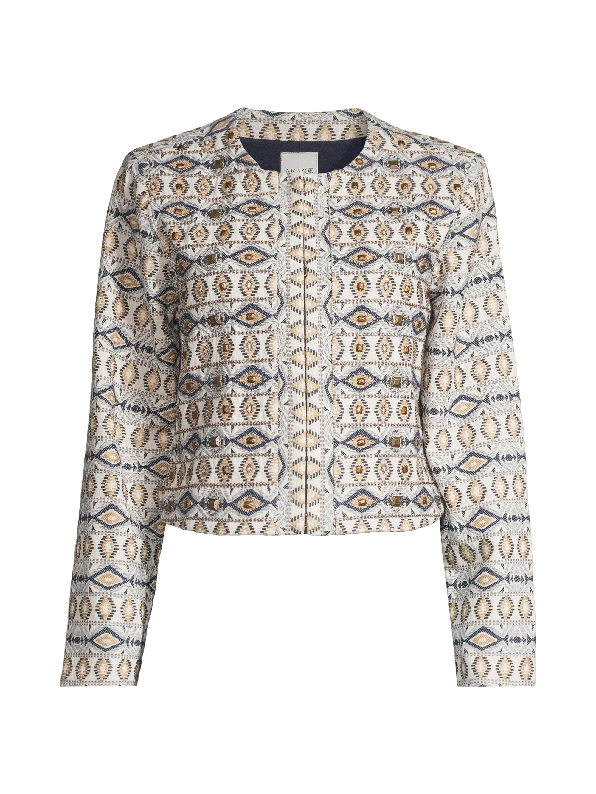 NIC+ZOE Women's Seaside Glimmer Beaded Cotton-Blend Jacket - Neutral Multi