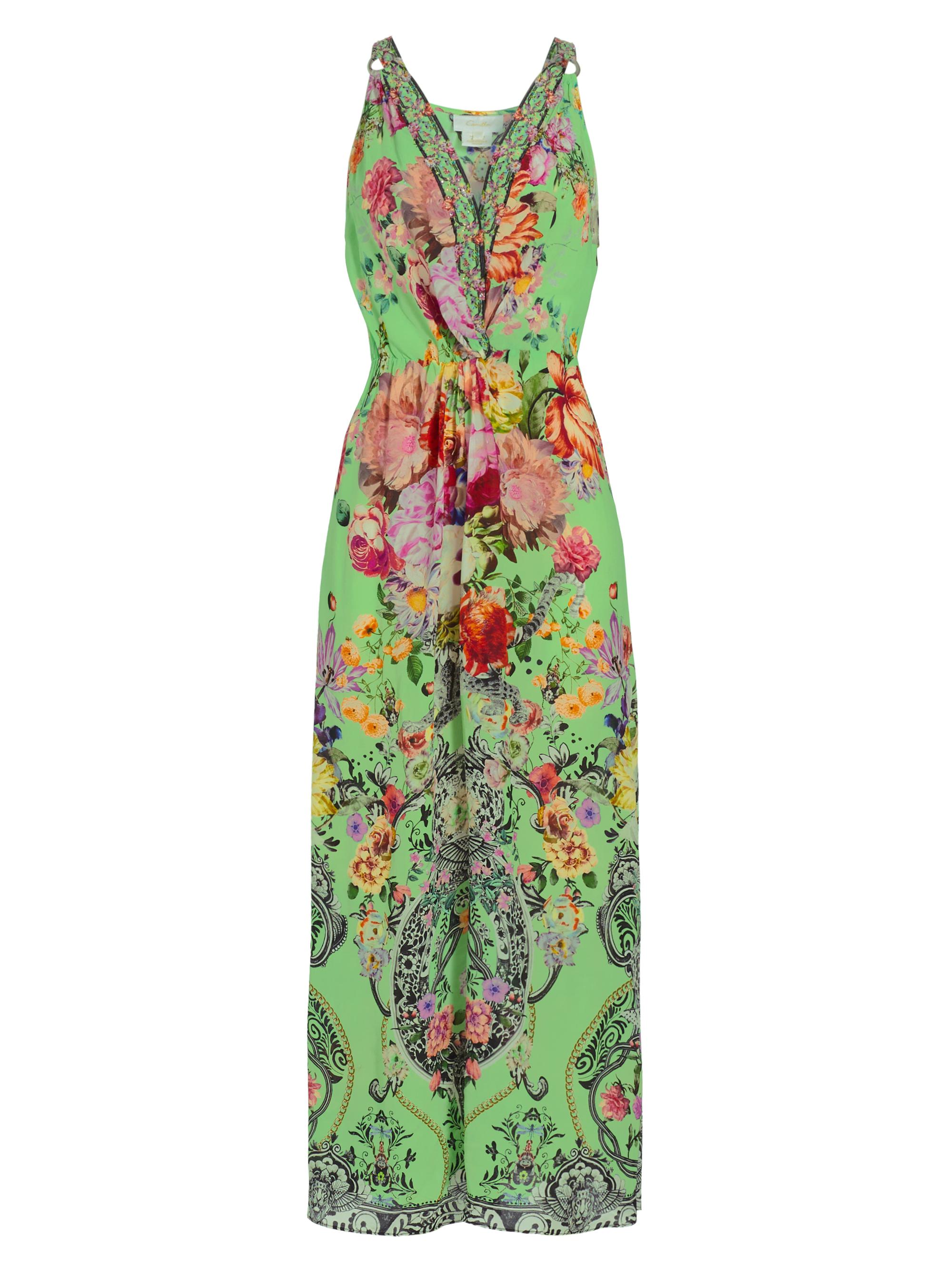 Camilla floral-print silk kaftan - Green