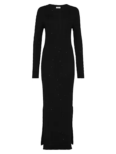 Lot 501 - Brunello Cucinelli Black Cashmere Maxi Dress