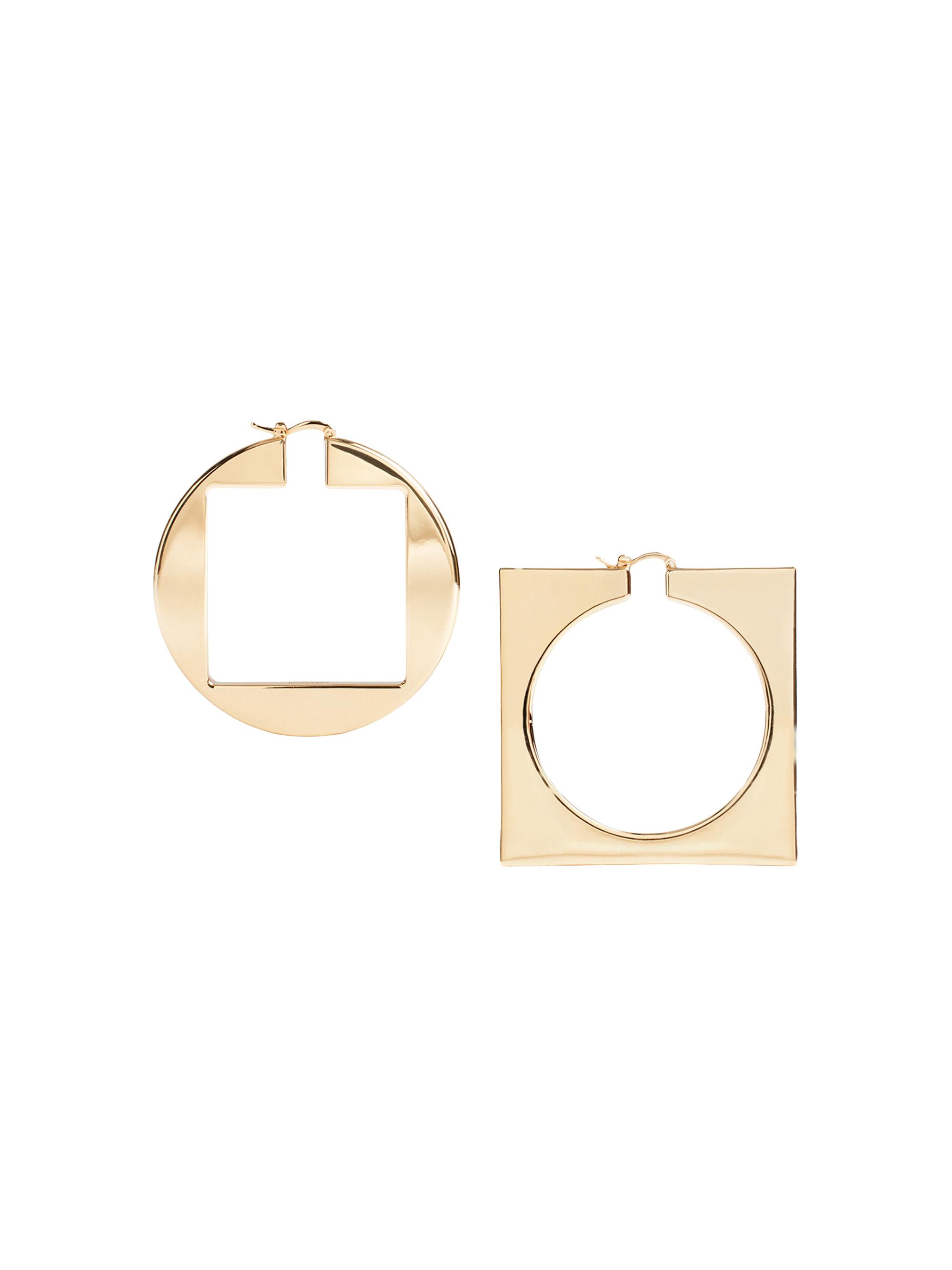 Jacquemus Men's Unisex Round Square Hoop Earrings - Light Gold