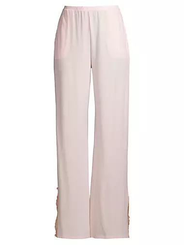 Elasticized Lace & Cotton Pajama Pants