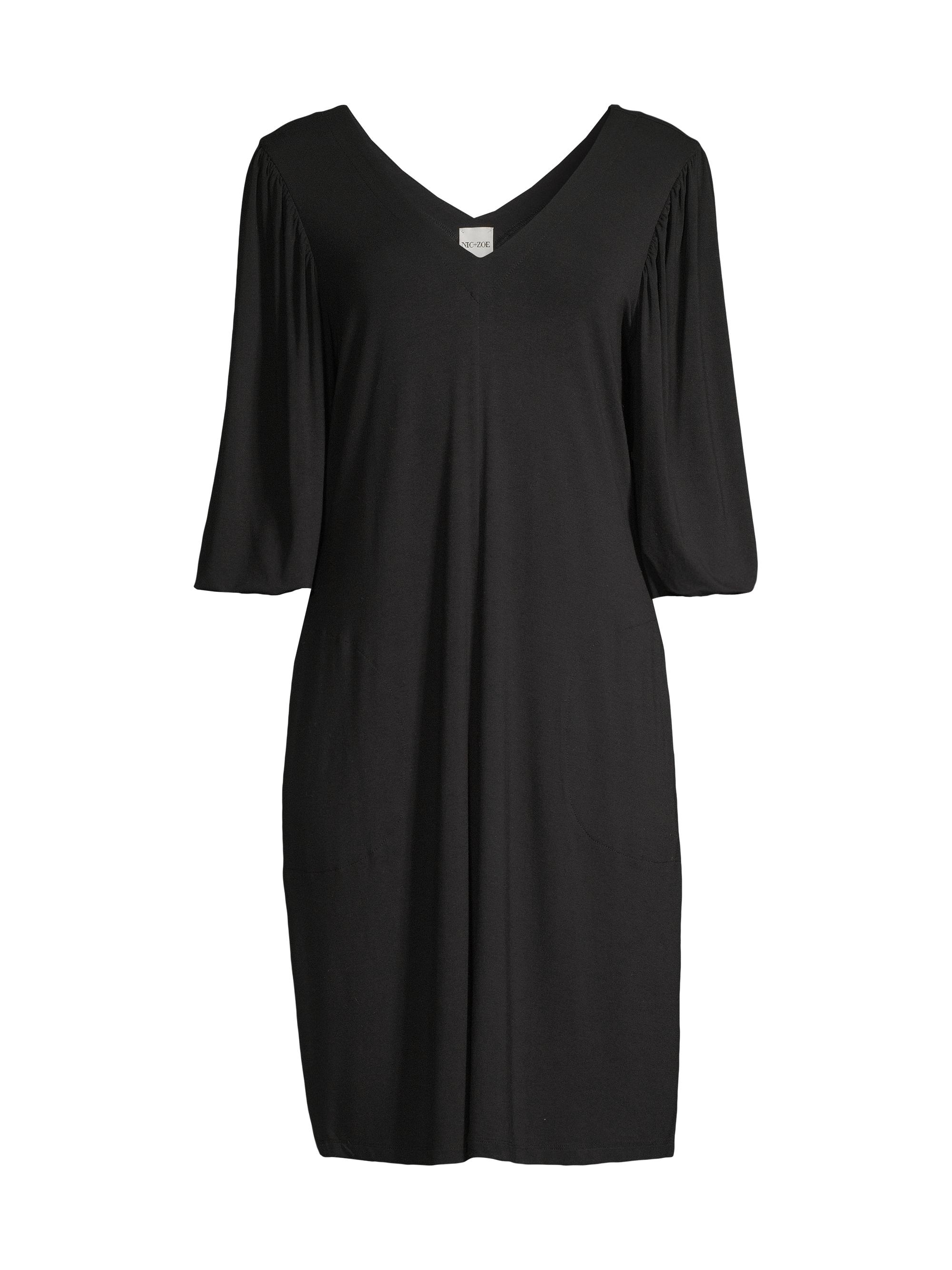 NIC+ZOE Women's V-Neck Knee-Length Dress - Black