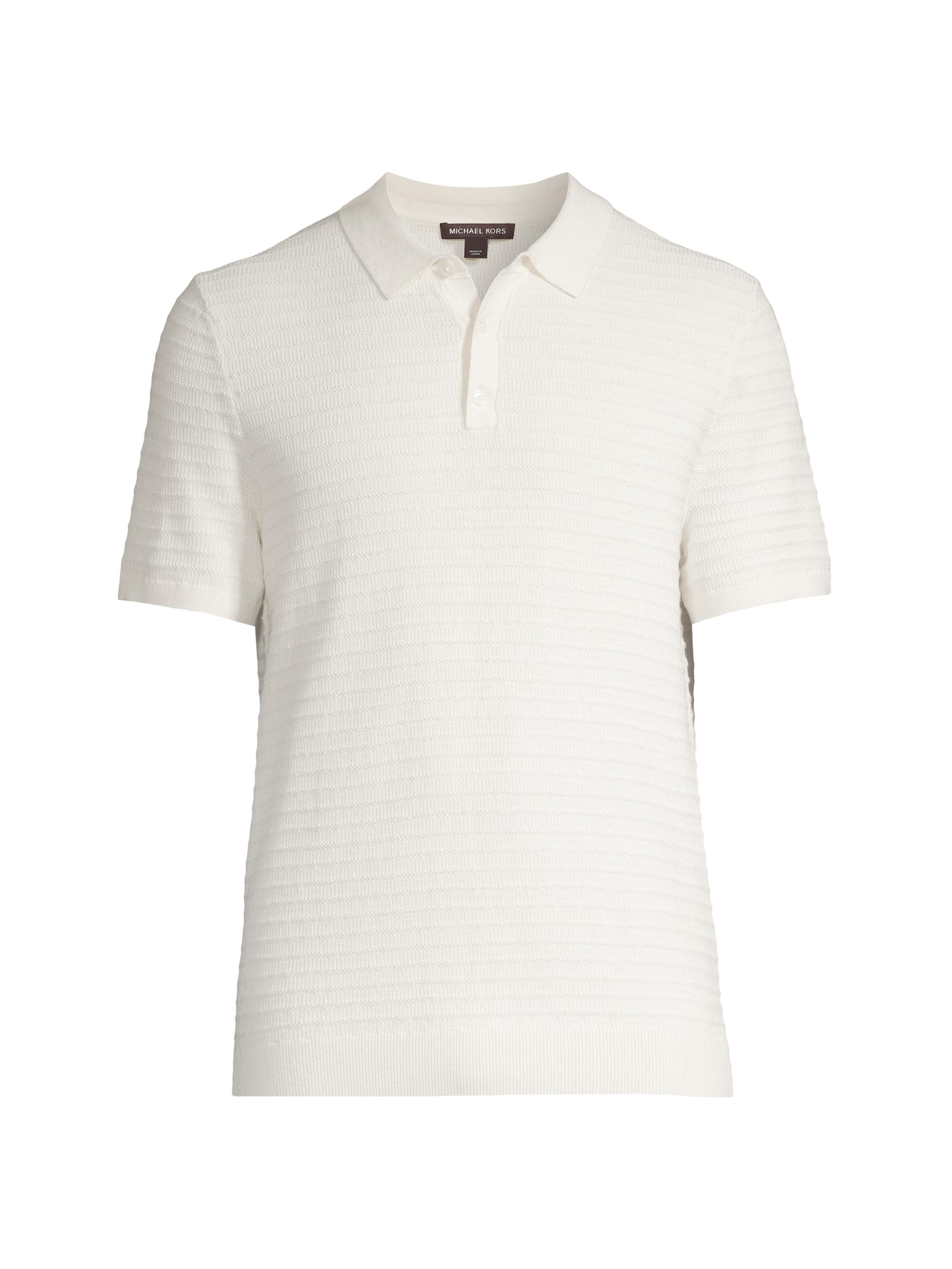 Michael Kors Men's Striped Tuck Stitch Polo Shirt - White