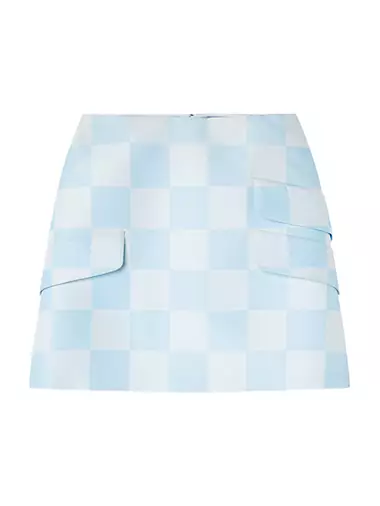 Checkerboard Silk-Blend Miniskirt