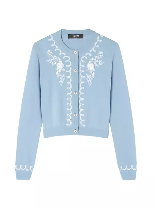 Versace - Embroidered Wool-Blend Cardigan