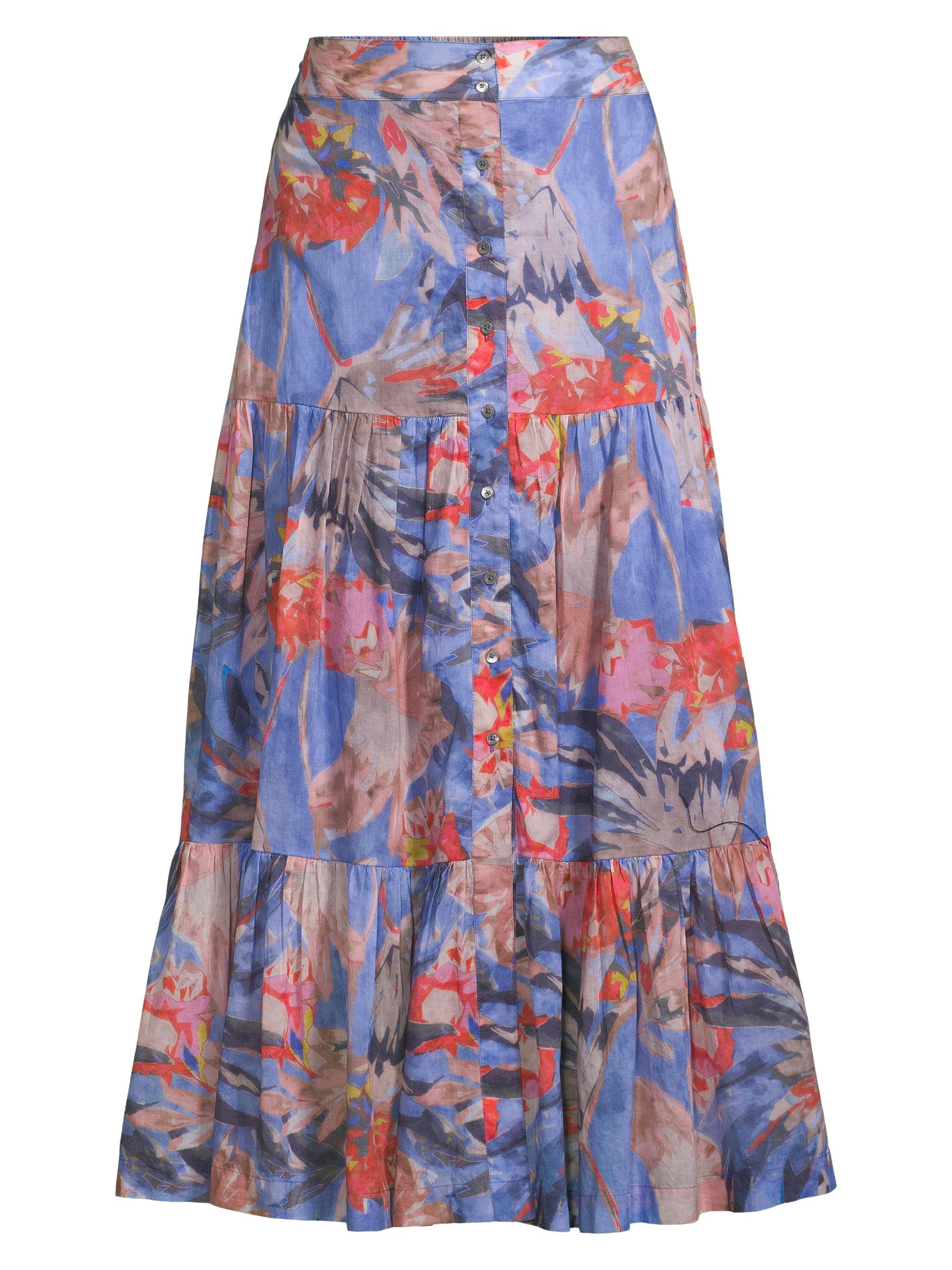 NIC+ZOE Women's Dreamscape Tiered Midi-Skirt - Blue Multi