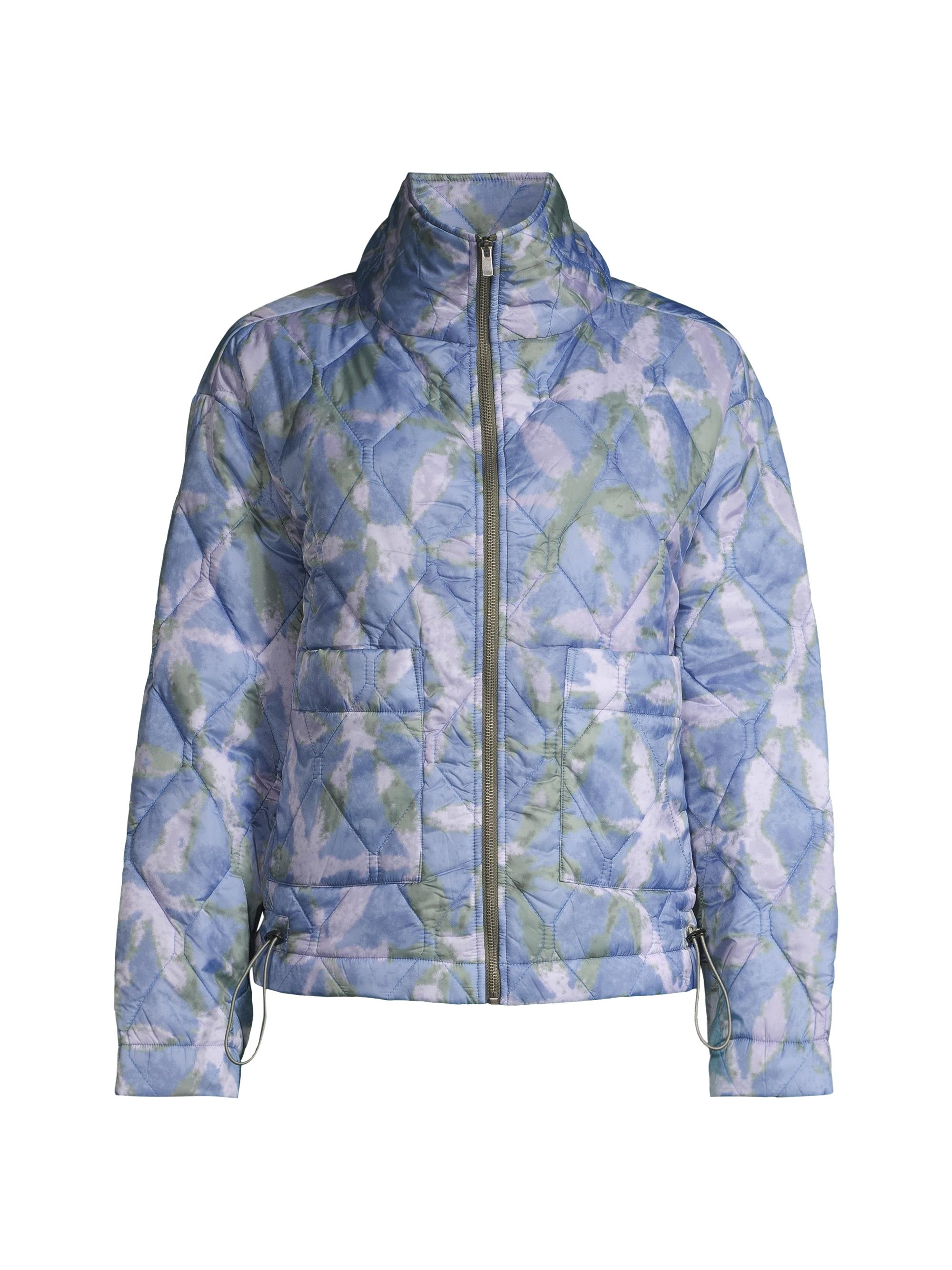 NIC+ZOE Women's Quilted Drawcord Puffer Jacket - Blue Multi