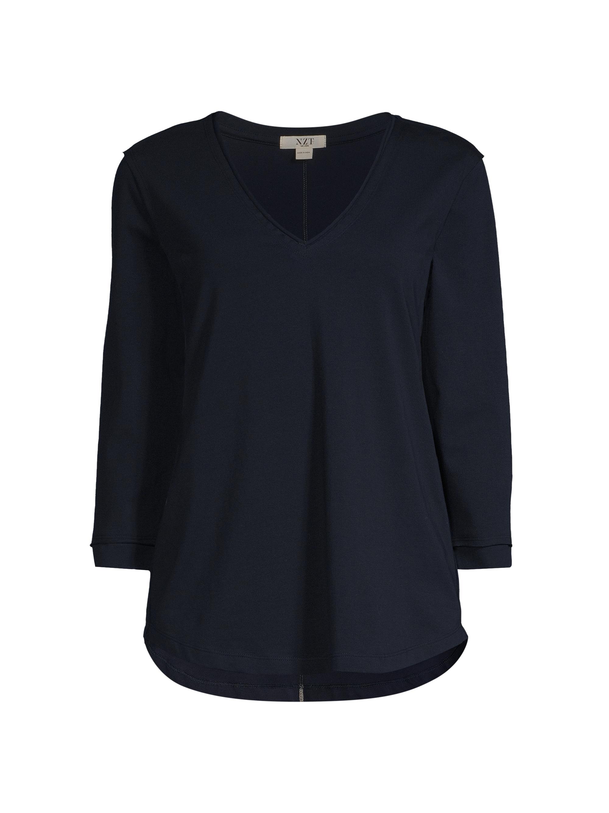NIC+ZOE Women's Three-Quarter Sleeve V-Neck T-Shirt - Dark Indigo