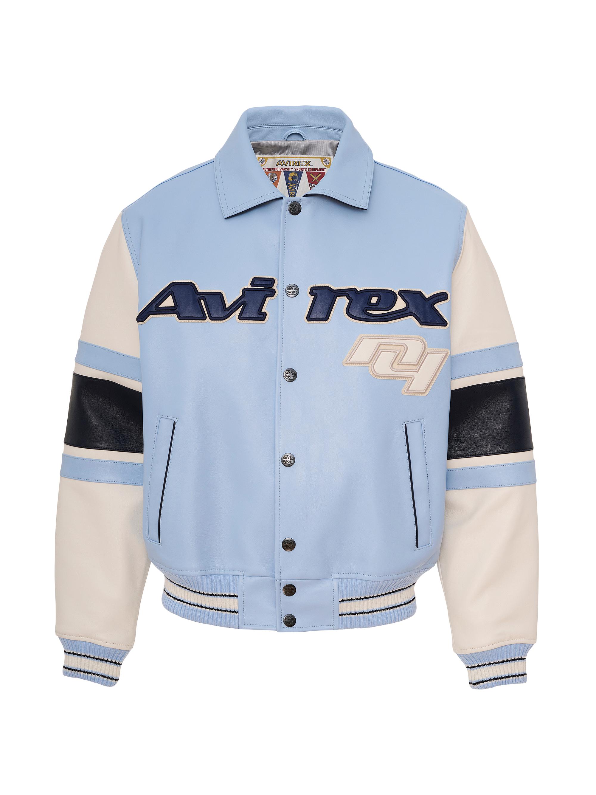 blue avirex leather jacket