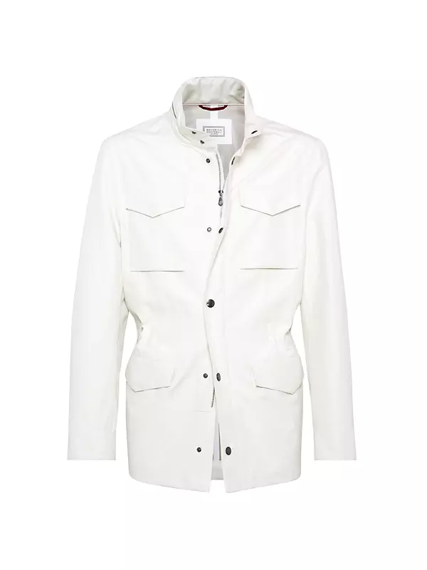 Shop Brunello Cucinelli Linen And Silk Bonded Panama Field Jacket