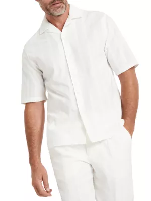 Brunello Cucinelli Kids paisley-print linen shirt - White