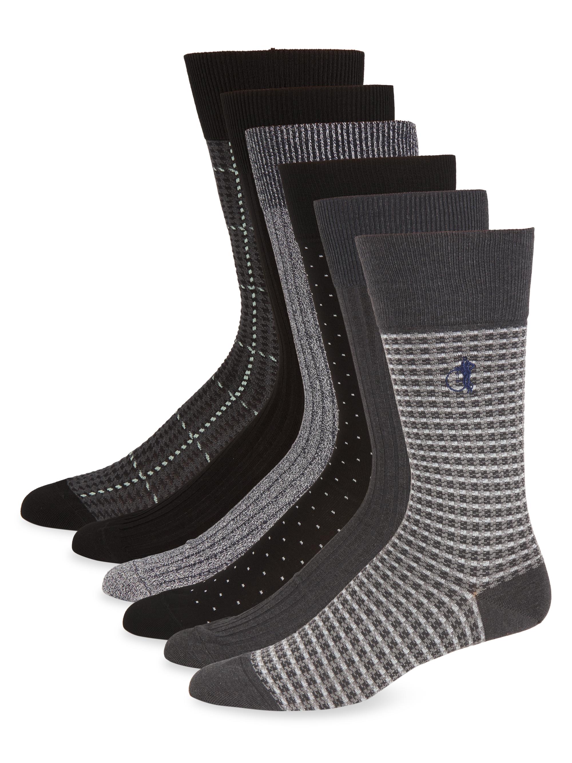 London Sock Company Men's Dash Of Class 6-Piece Mid-Calf Sock Gift Box - Slate Multi
