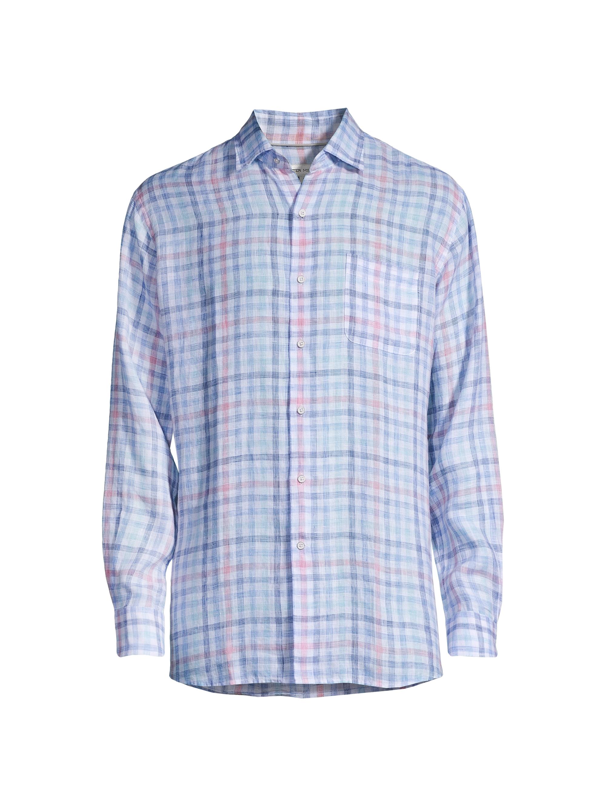 peter millar dress shirts Men's Big & Tall Peter Millar Seaward Short Sleeve Sport Shirt White / 2XB