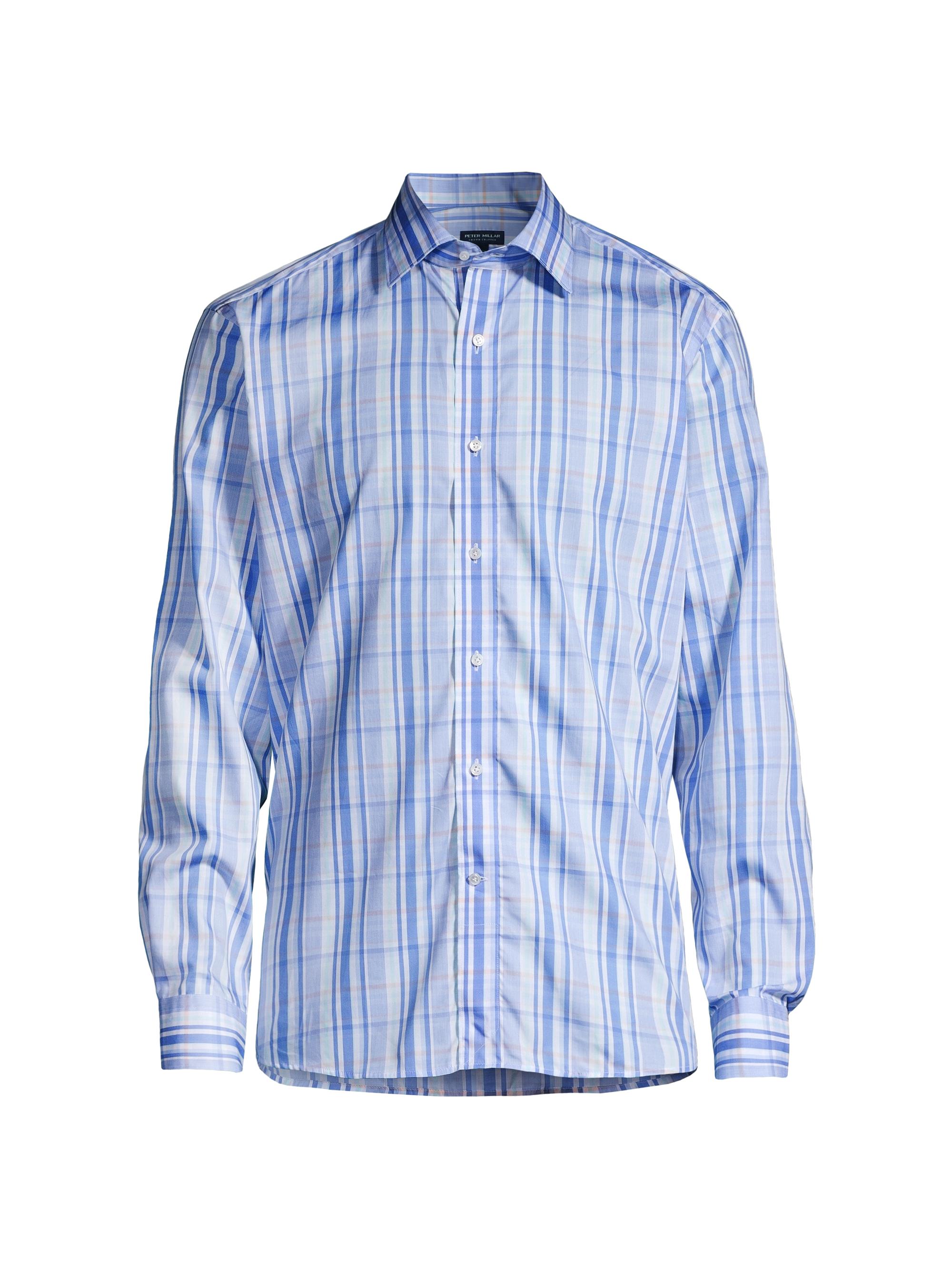 Peter Millar Men's Crown Crafted Marcel Cotton Sport Shirt - Cascade Blue