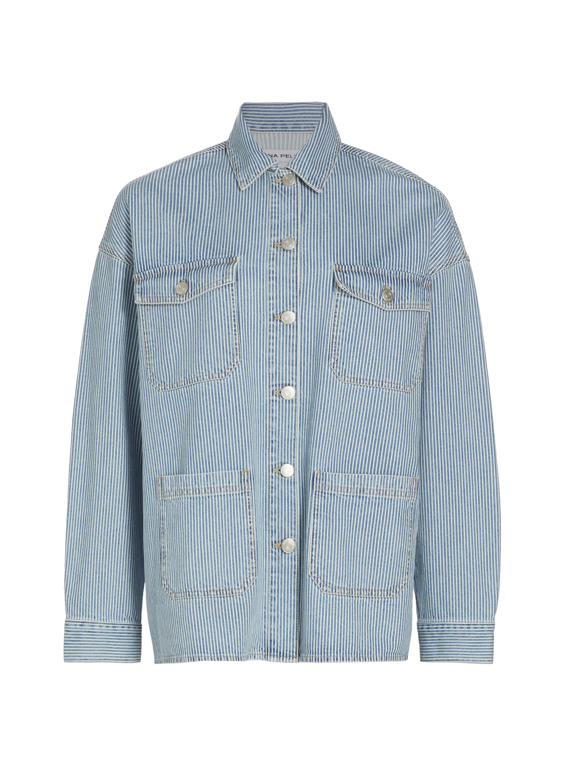 Ena Pelly Women's On The Water Diana Denim Shacket - Ice Blue Stripe