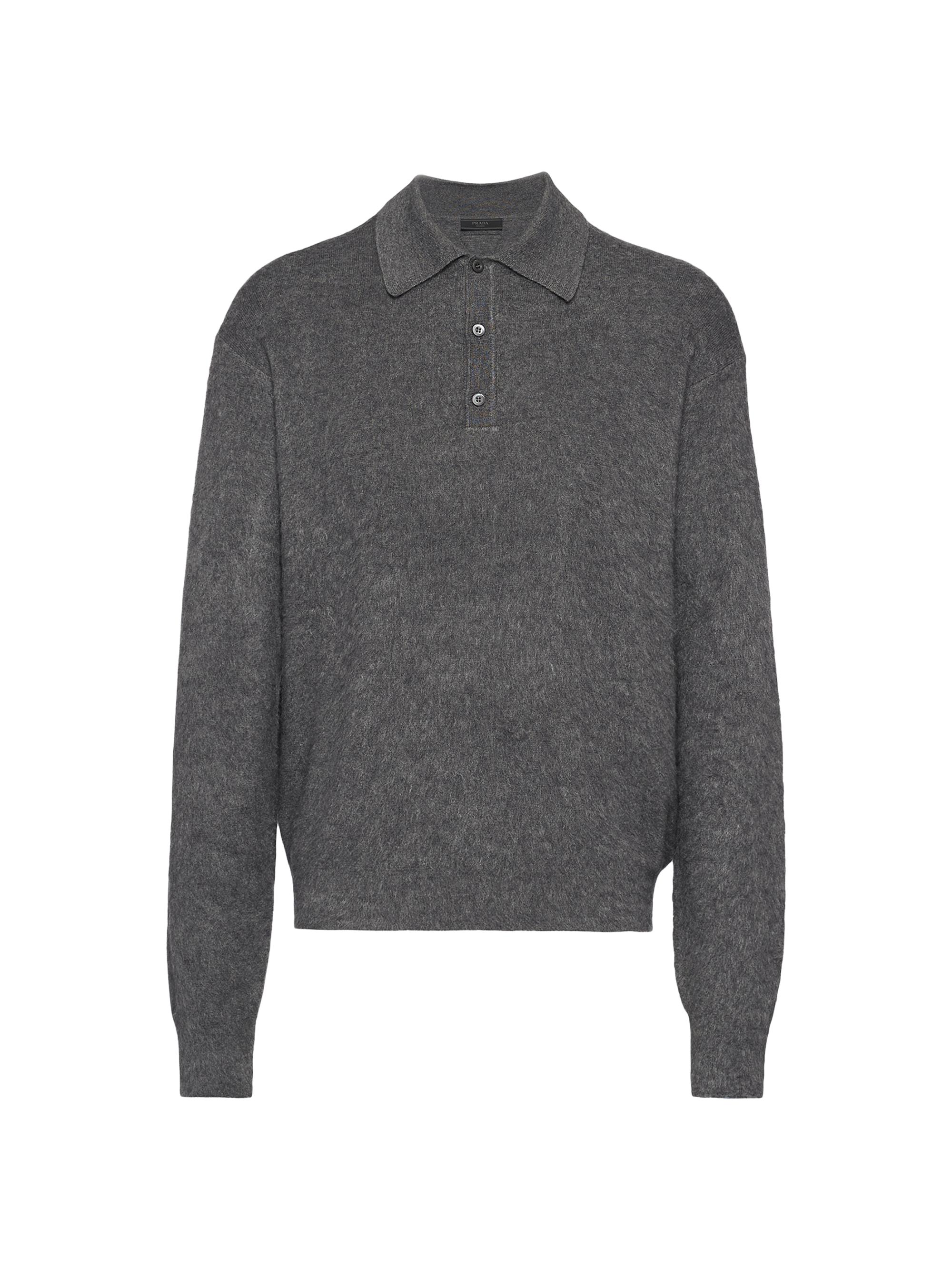 Prada Men's Cashmere and Silk Polo Sweater - Grey