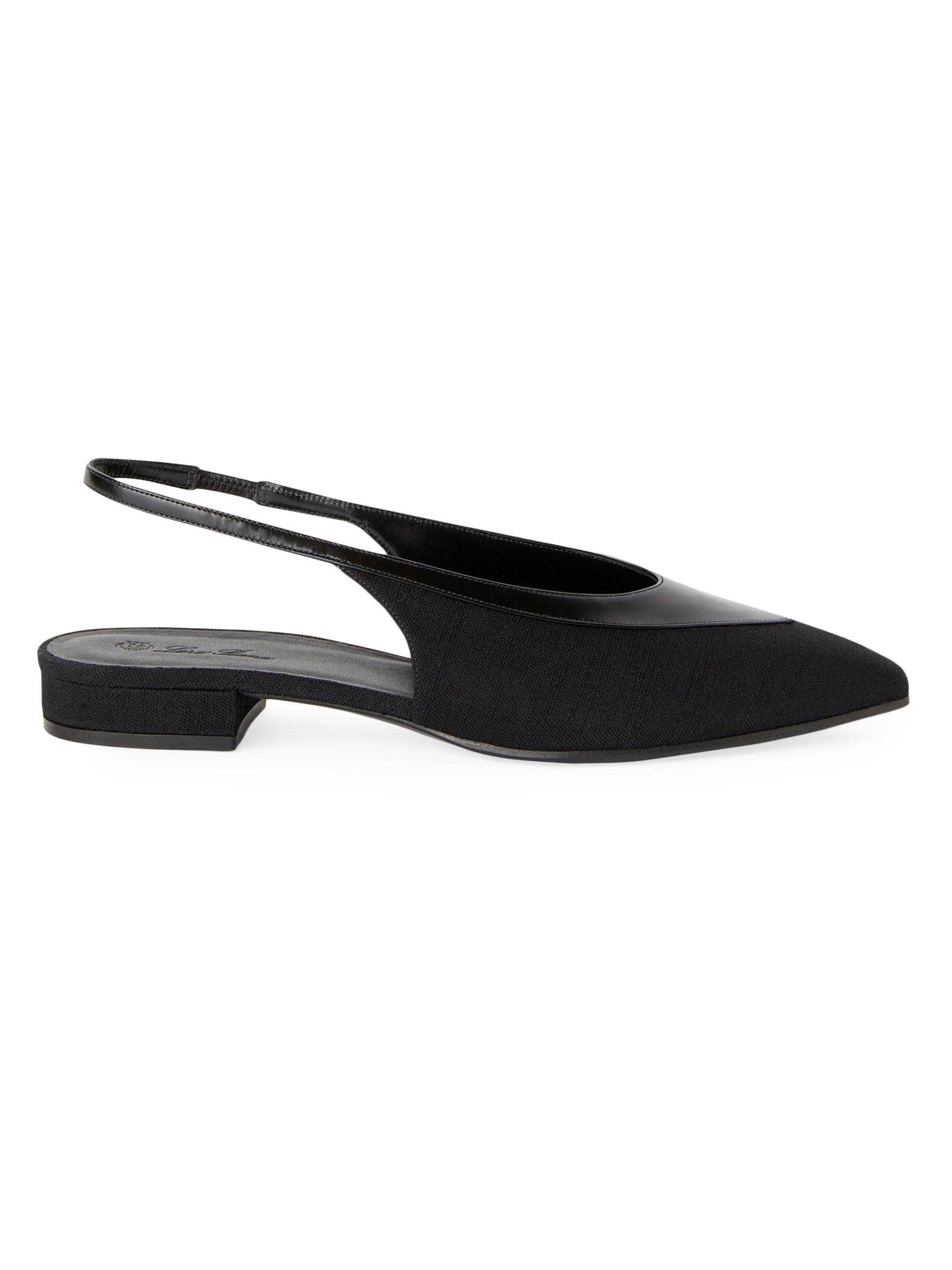 Loro Piana Women's Rebecca Wool & Leather Flats - Black