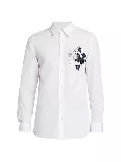 Alexander McQueen - Flower-Embroidered Cotton Button-Front Shirt