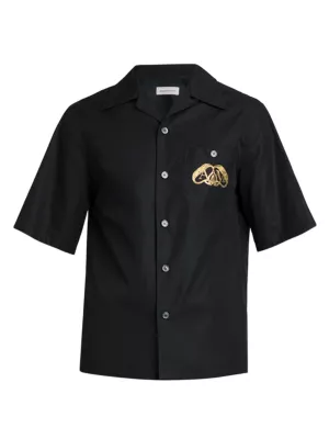 Shop Alexander McQueen Logo-Embroidered Cotton Camp Shirt | Saks Fifth  Avenue