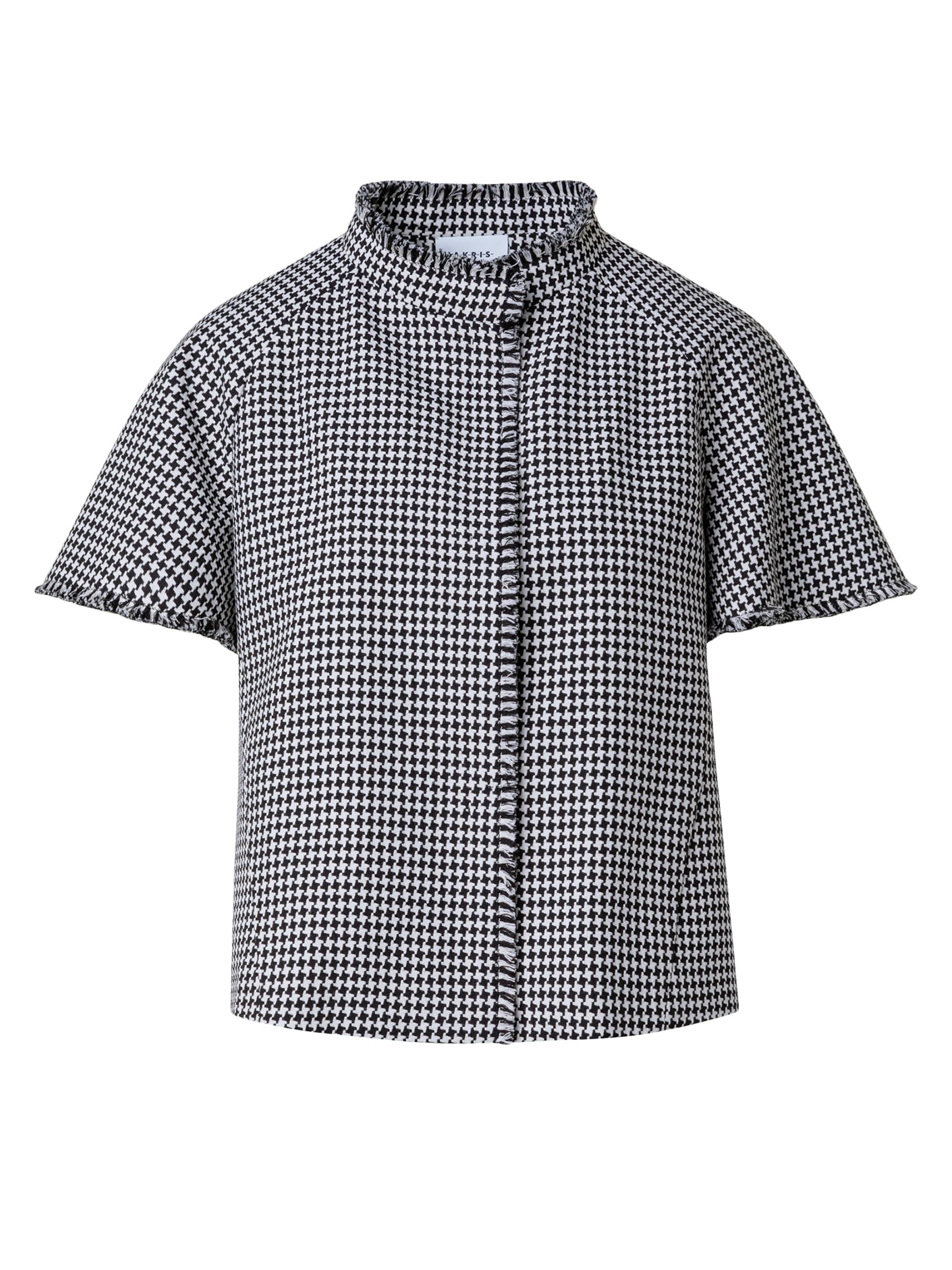 Akris punto Women's Houndstooth Wool-Blend Fringe Jacket - Black Cream