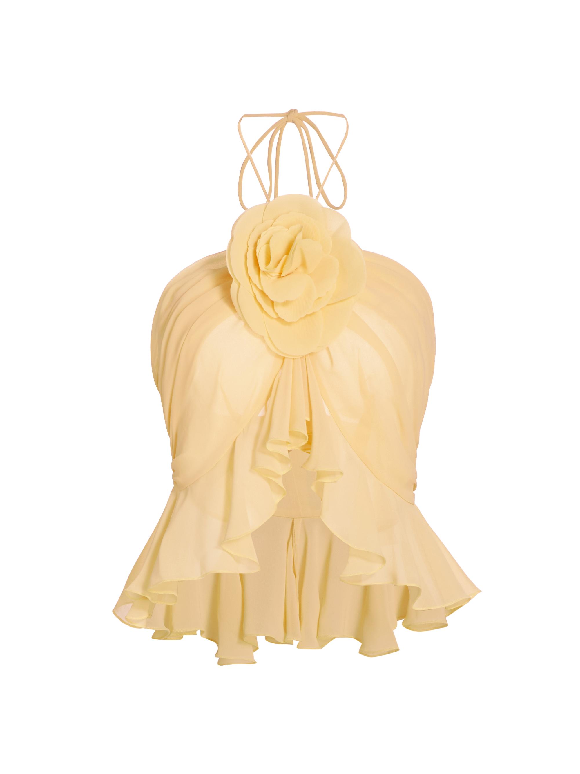 Ronny Kobo Women's Walker Ruffle Halterneck Top - Buttercream