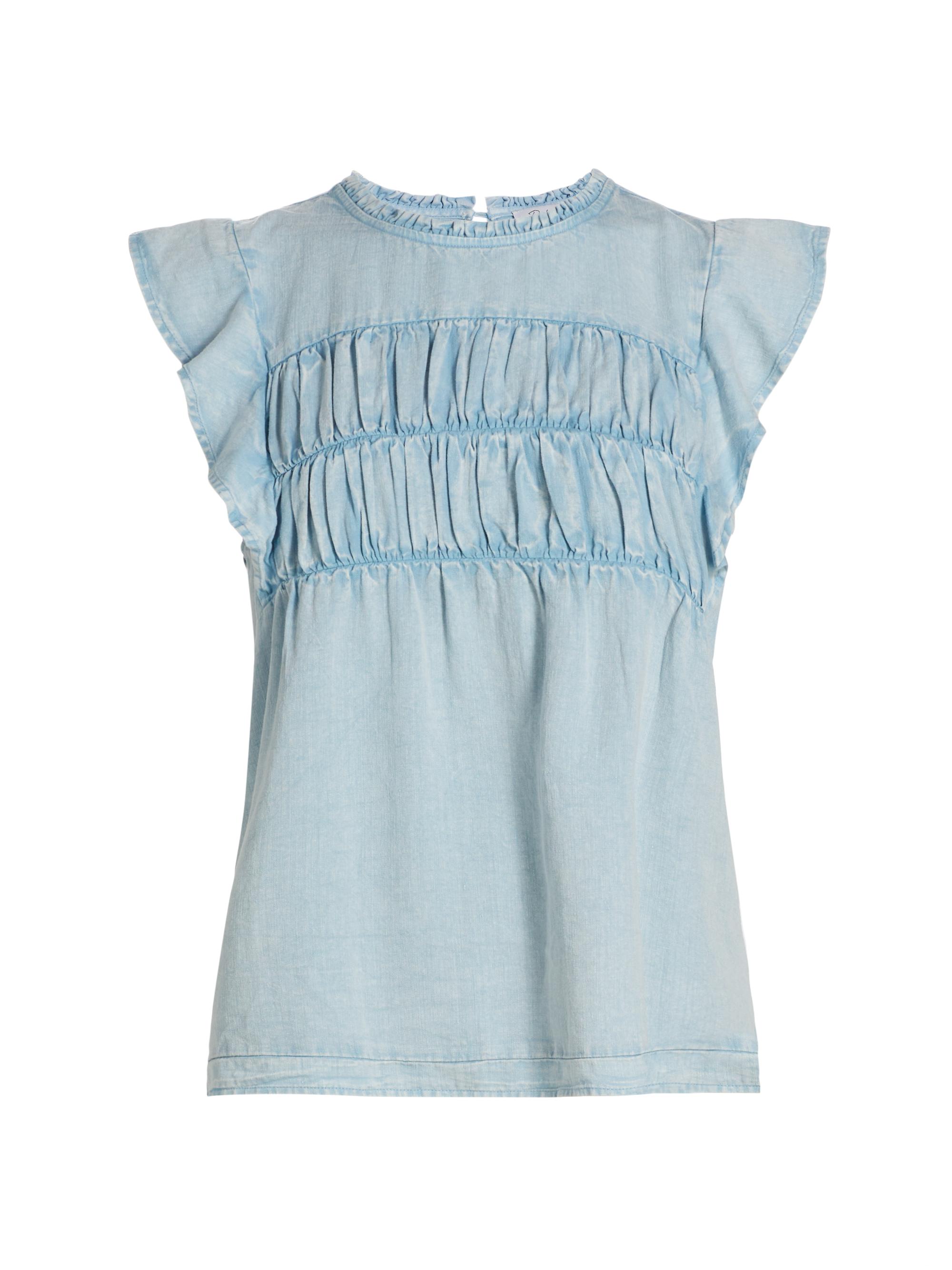 Rails Women's Filomena Linen-Blend Flutter-Sleeve Top - Ocean Wash