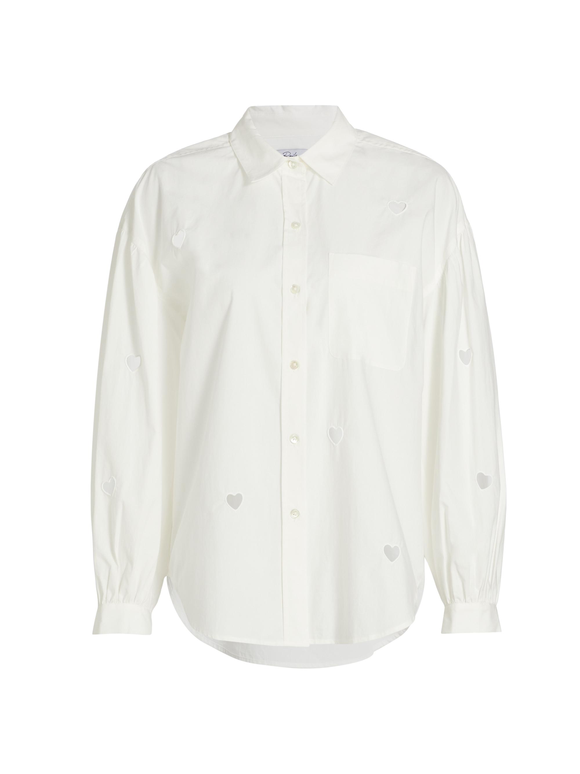Rails Women's Janae Cotton-Blend Heart Cut-Out Shirt - White Eyelet Hearts
