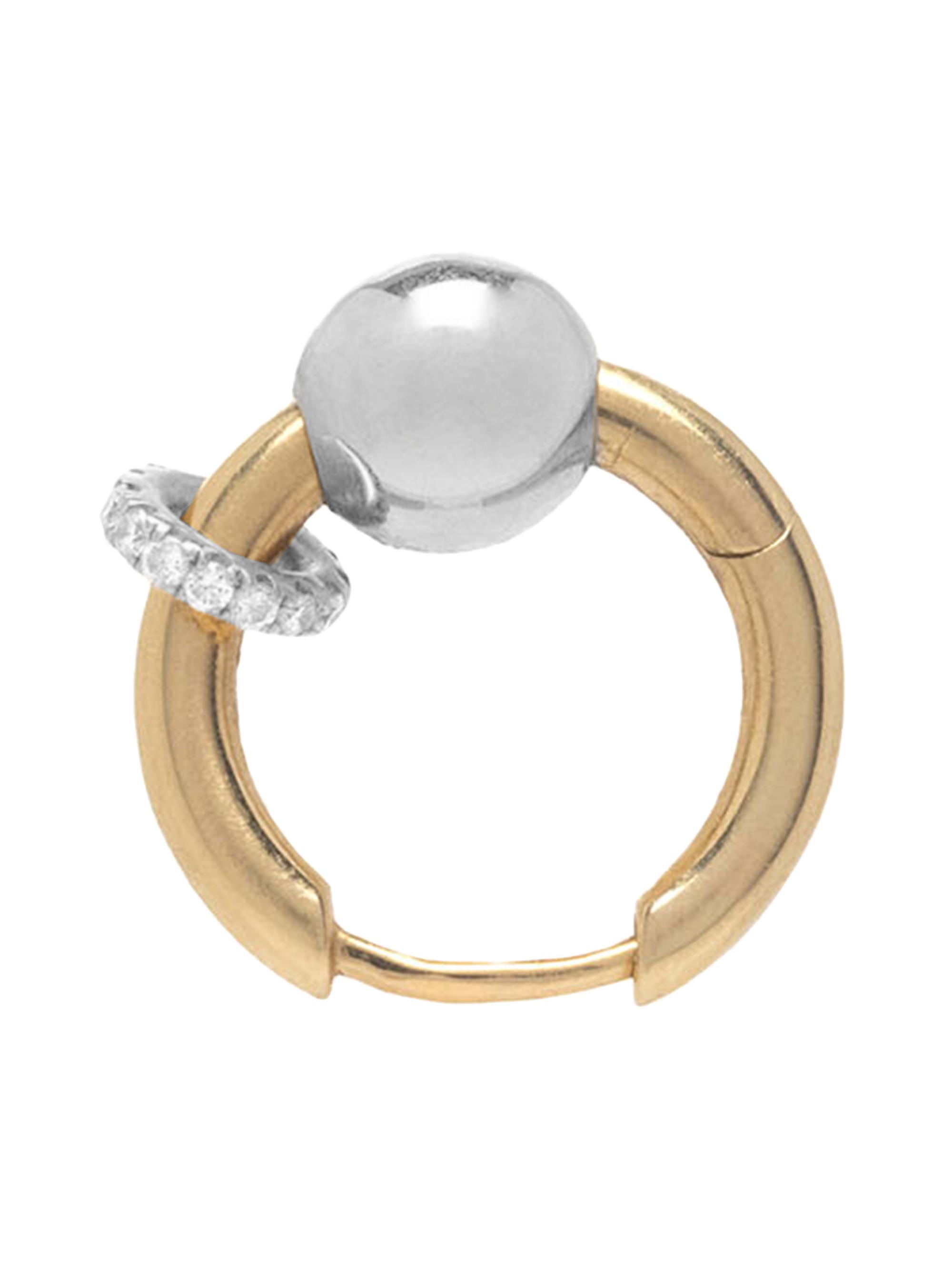 Rainbow K Women's Piercing  14K Yellow Gold & 0.11 TCW Diamond Hoop Earring - Gold