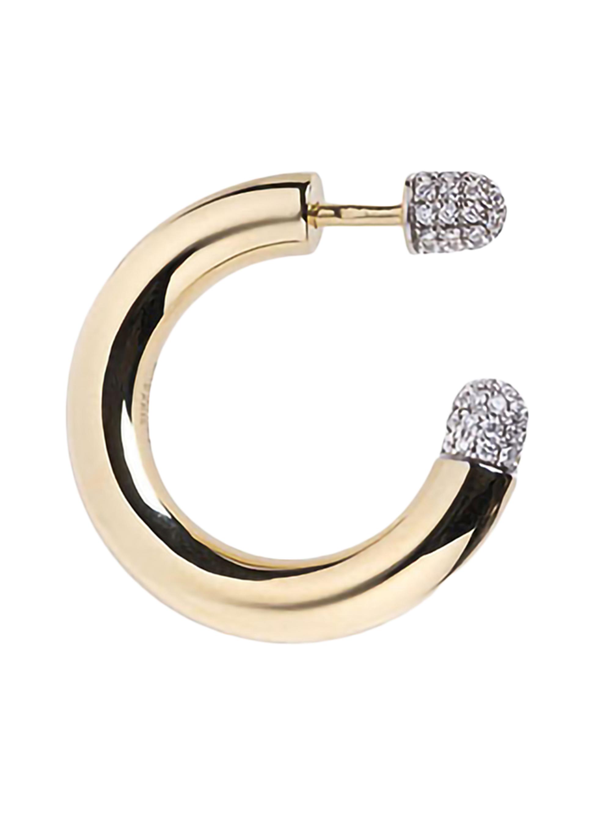Rainbow K Women's Tube 14K Yellow Gold & 0.22 TCW Diamond Single Hoop Earrings - Yellow Gold