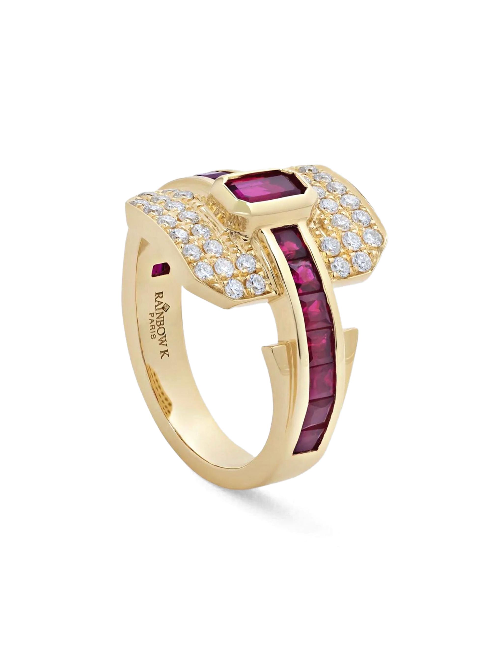 Rainbow K Women's Shield 18K Yellow Gold, 0.0 TCW Diamond & Precious Gemstone Ring - Ruby