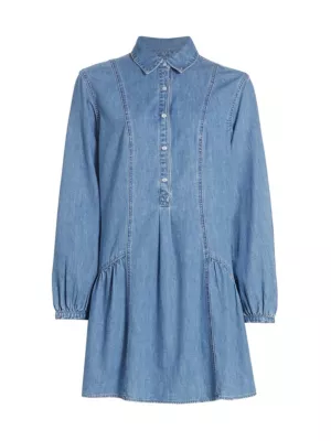 Shop Veronica Beard Chaia Denim Flare Shirtdress | Saks Fifth Avenue