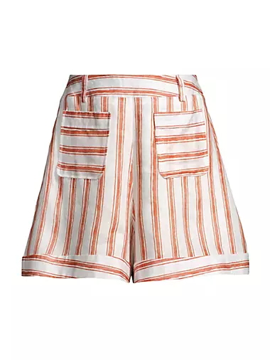 Ludo Striped Linen Wide-Leg Shorts