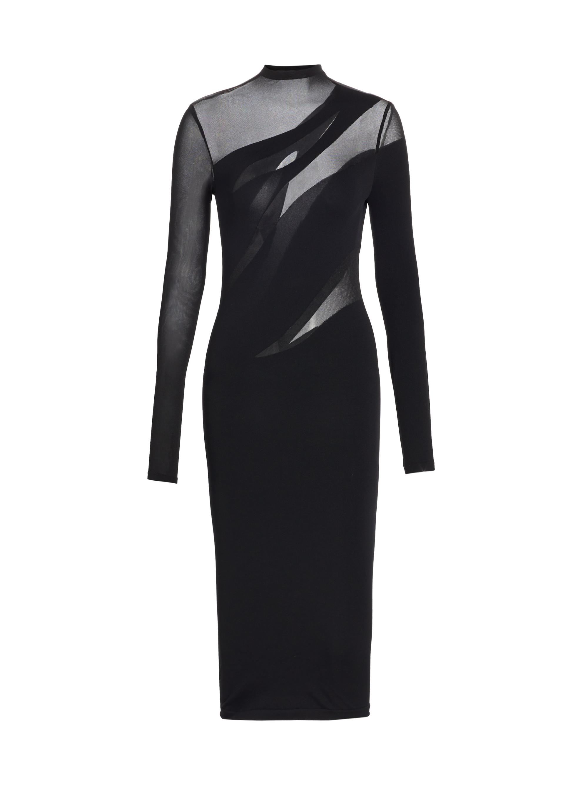 Wolford Sheer Opaque Long-Sleeve Bodycon Midi-Dress | Saks Fifth Avenue